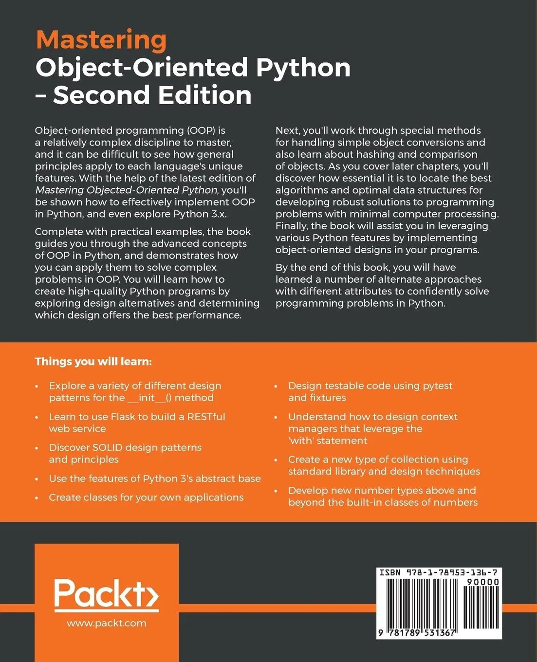 Rückseite: 9781789531367 | Mastering Object-Oriented Python - Second Edition | Steven F. Lott