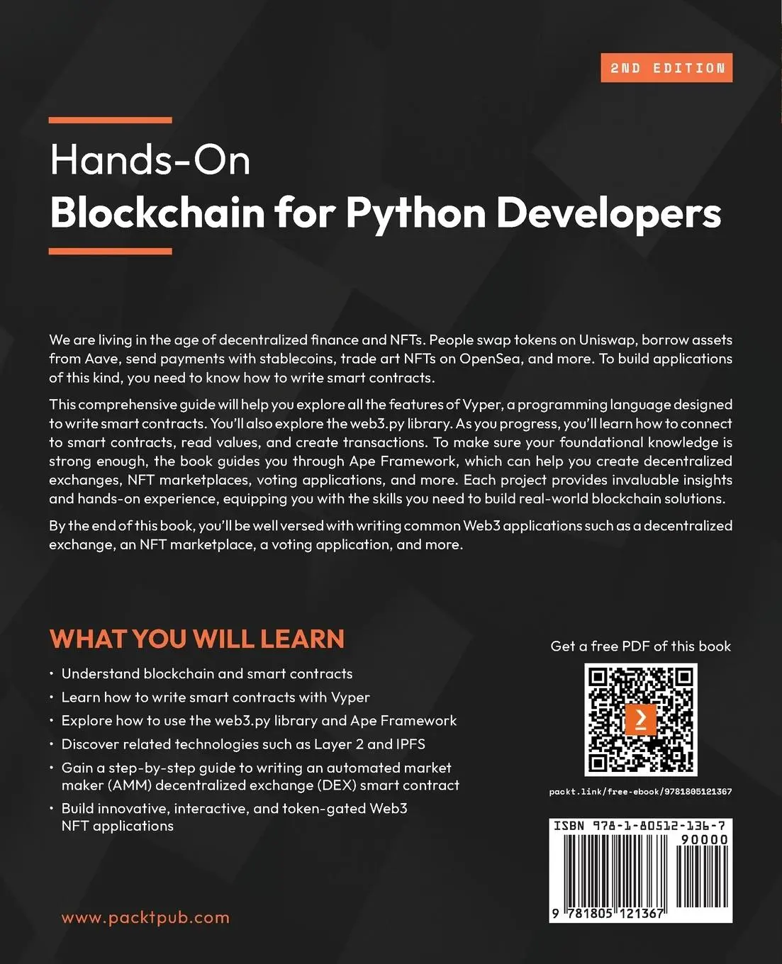 Rückseite: 9781805121367 | Hands-On Blockchain for Python Developers - Second Edition | Kok