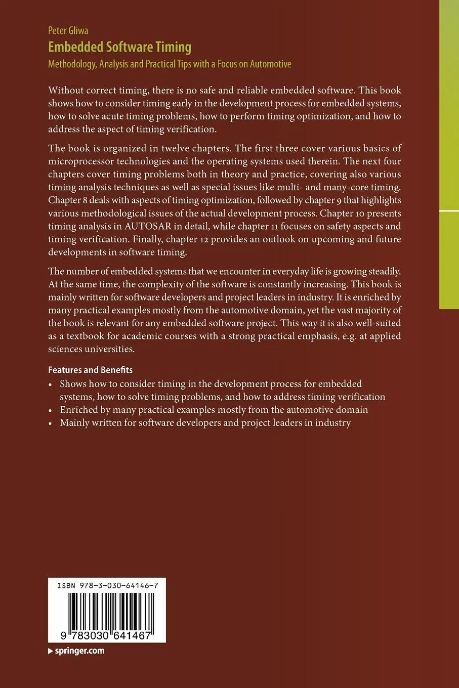 Rückseite: 9783030641467 | Embedded Software Timing | Peter Gliwa | Taschenbuch | xi | Englisch