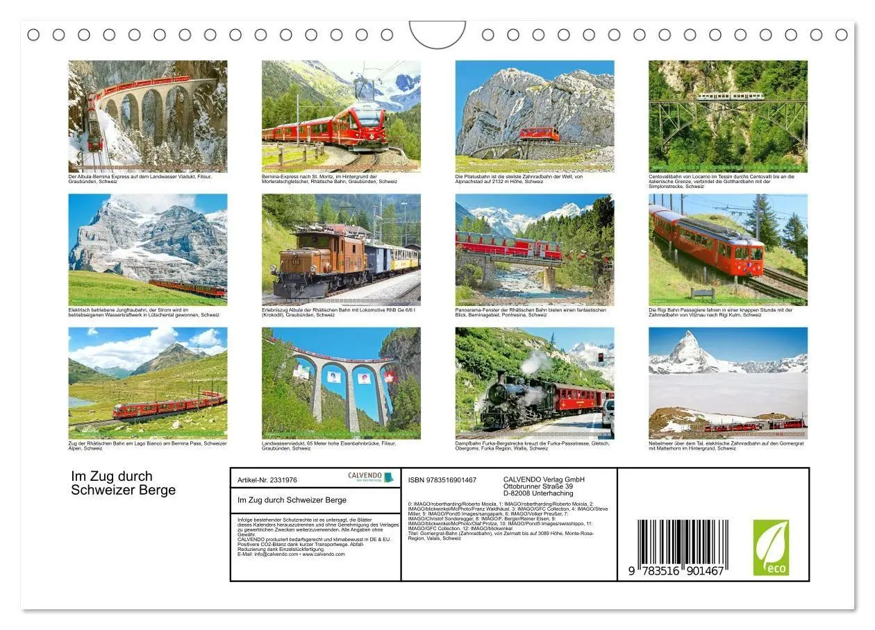 Bild: 9783516901467 | Im Zug durch Schweizer Berge (Wandkalender 2027 DIN A4 quer),...