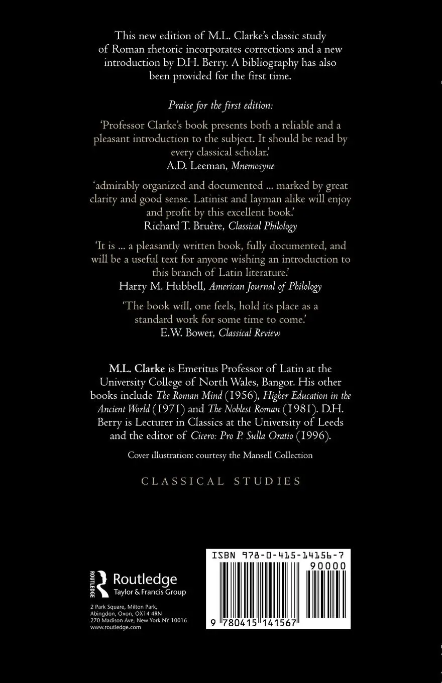 Rückseite: 9780415141567 | Rhetoric at Rome | A Historical Survey | M L Clarke (u. a.) | Buch