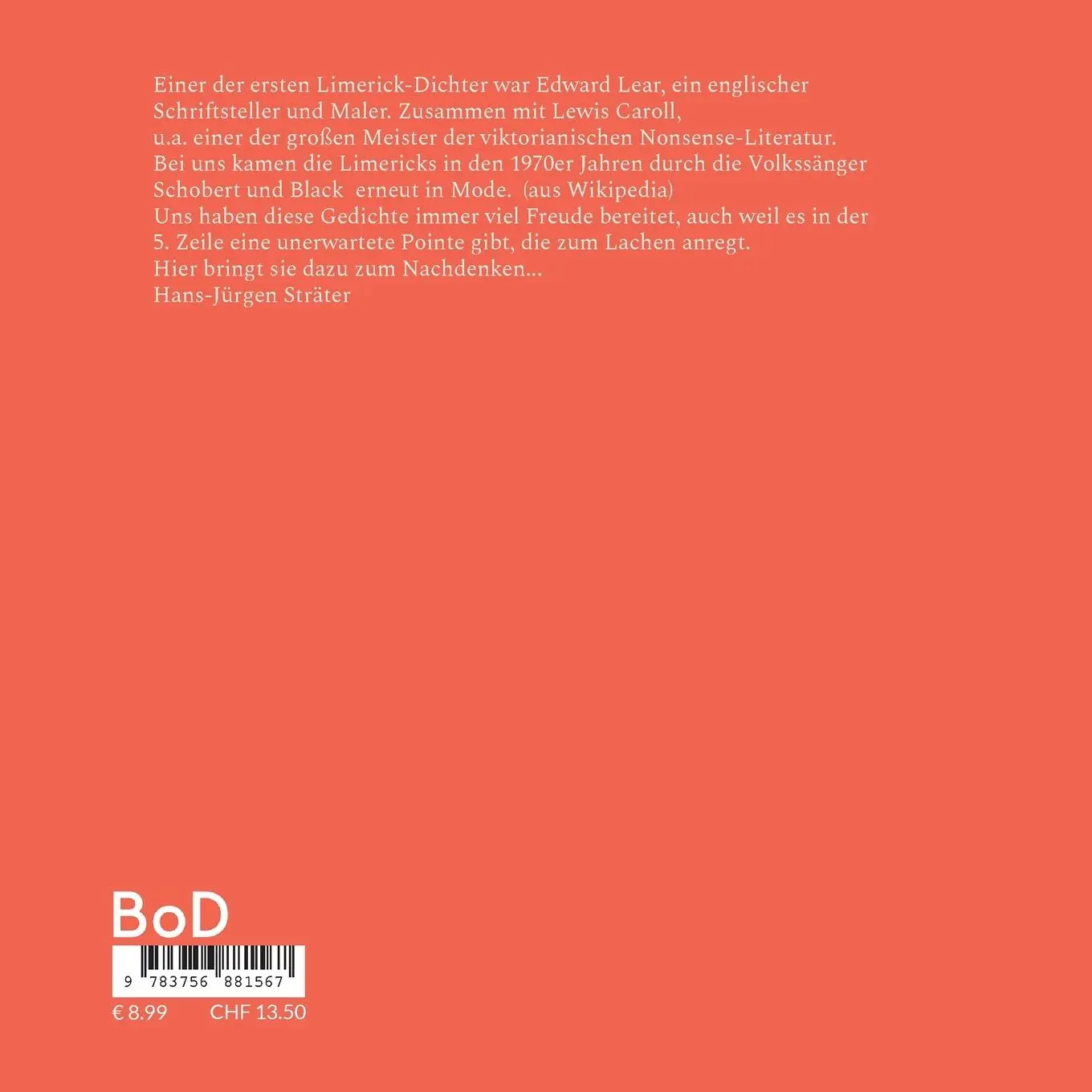 Rückseite: 9783756881567 | Limericks - einfach menschlich | Hans-Jürgen Sträter | Taschenbuch