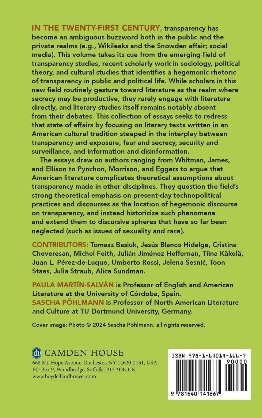 Rückseite: 9781640141667 | The Politics of Transparency in Modern American Fiction | Buch | 2024