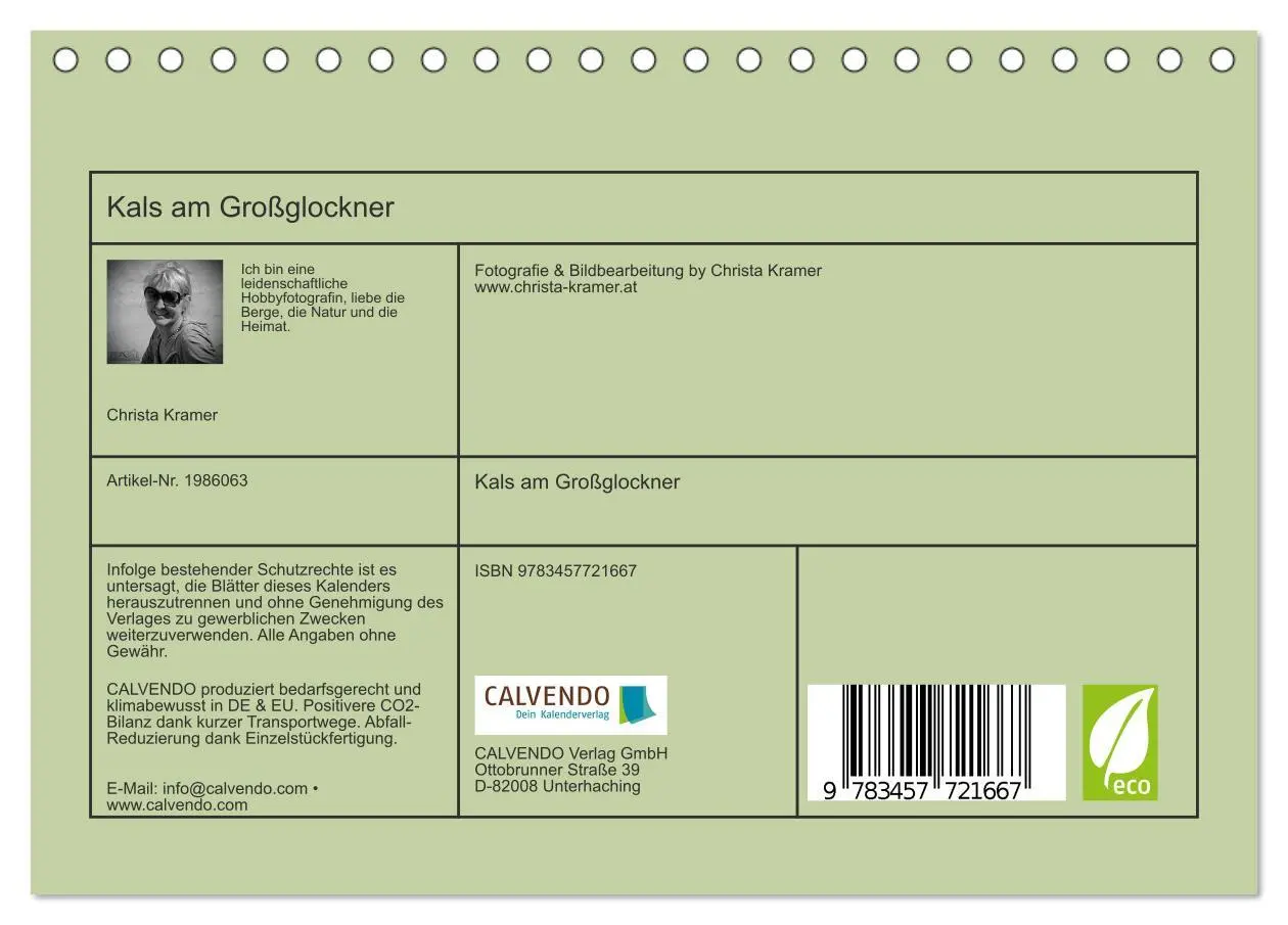 Bild: 9783457721667 | Kals am Großglockner (Tischkalender 2026 DIN A5 quer), CALVENDO...