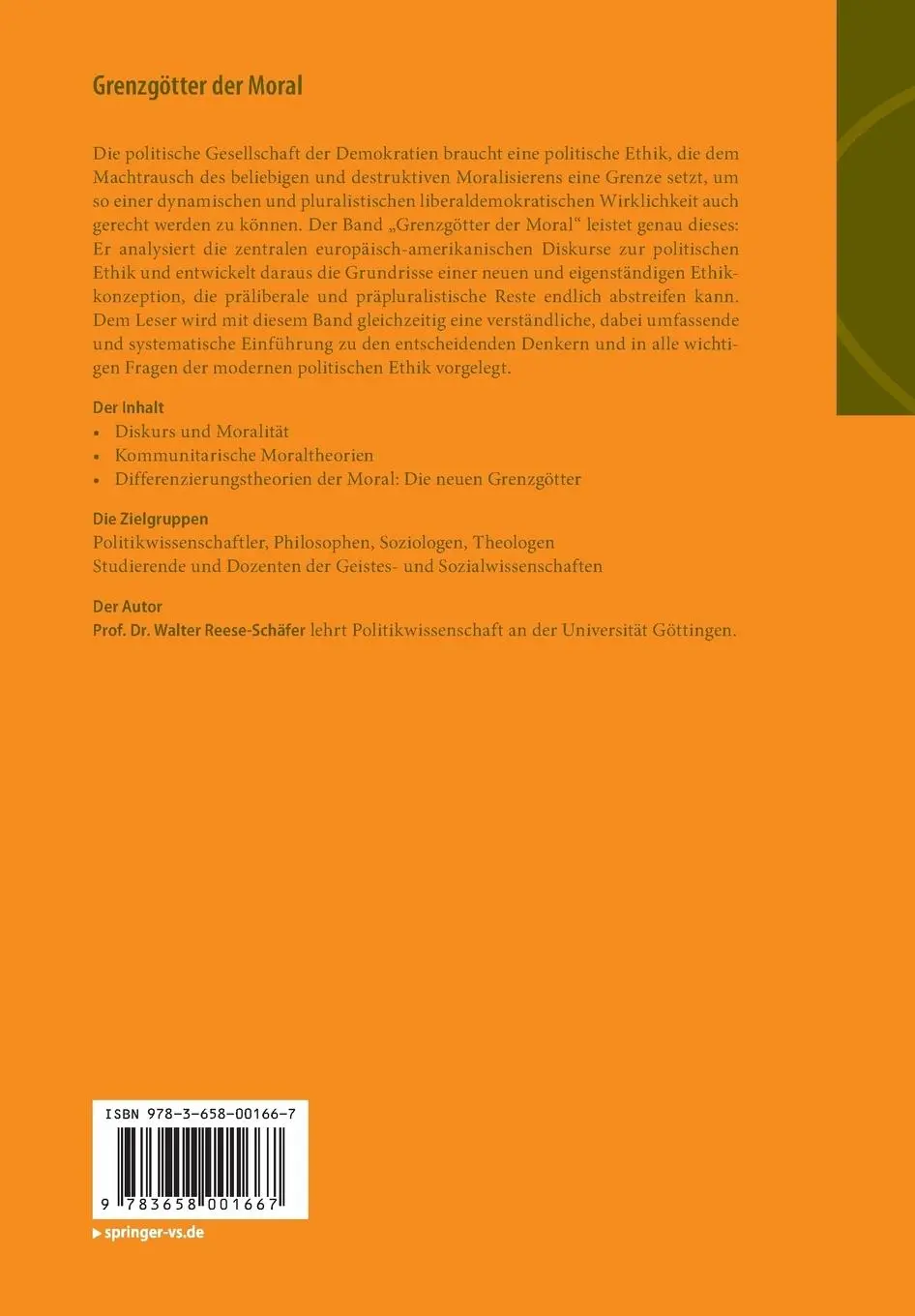 Rückseite: 9783658001667 | Grenzgötter der Moral | Walter Reese-Schäfer | Taschenbuch | xliii