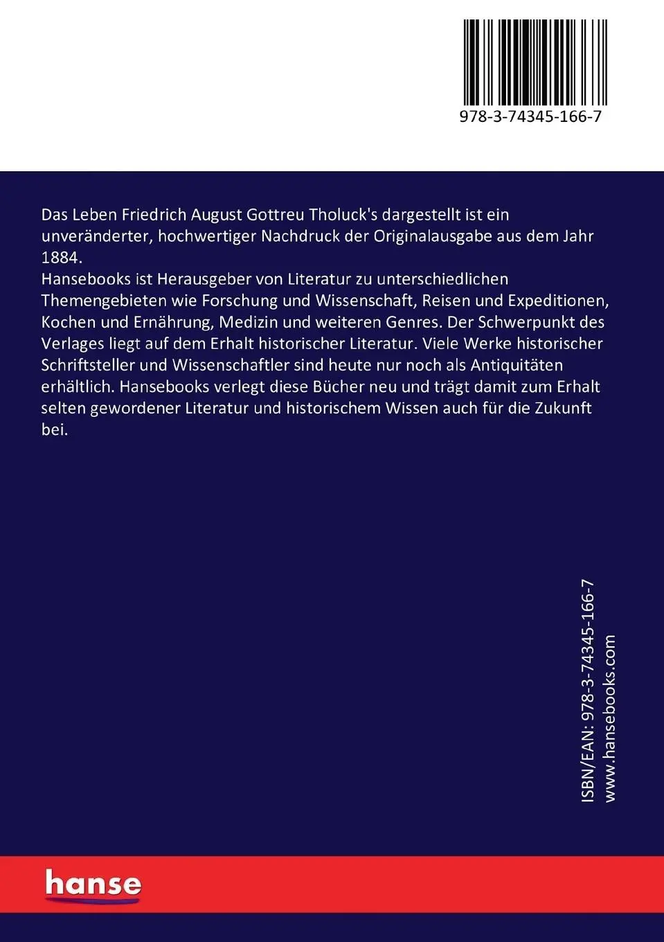 Rückseite: 9783743451667 | Das Leben Friedrich August Gottreu Tholuck's dargestellt | Witte