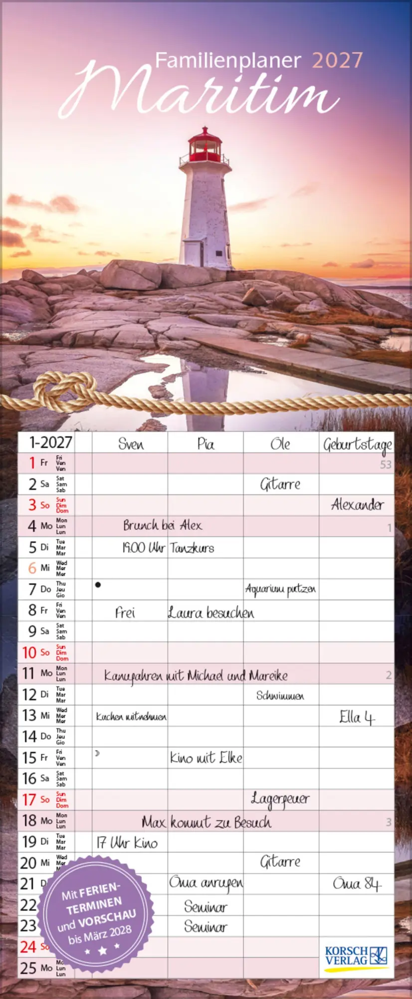 Cover: 9783819301667 | Familienplaner Maritim 2027 | Verlag Korsch | Kalender | Spiralbindung