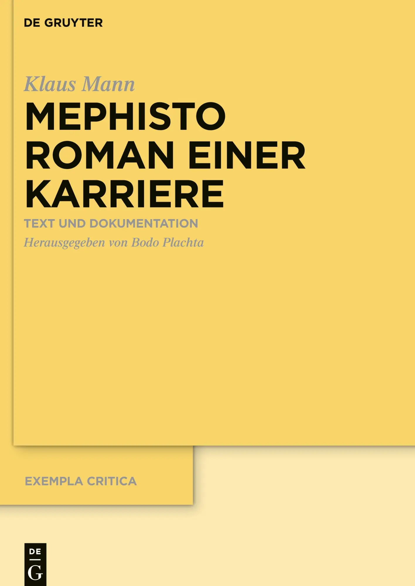 Cover: 9783110281767 | Mephisto. Roman einer Karriere | Text und Dokumentation | Bodo Plachta