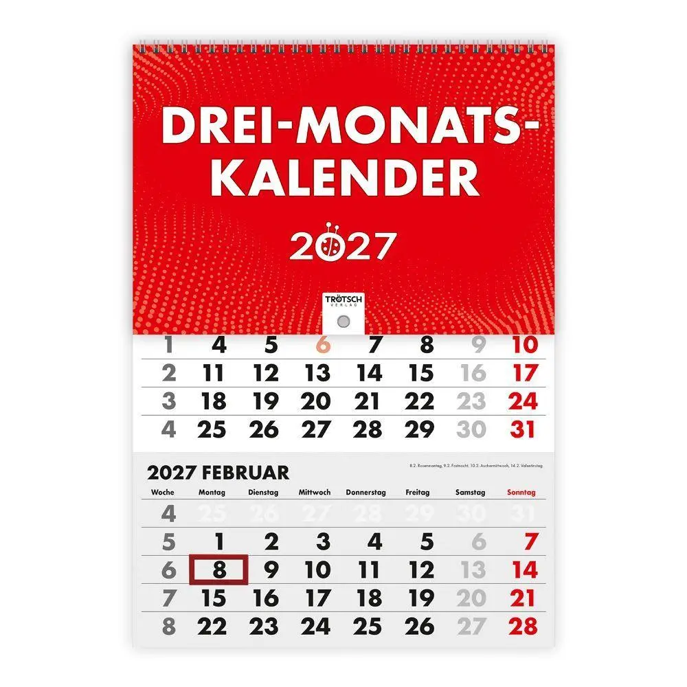 Cover: 4251901511867 | TRÖTSCH - Dreimonatskalender Drei-Monatskalender 2027 | KG | Kalender