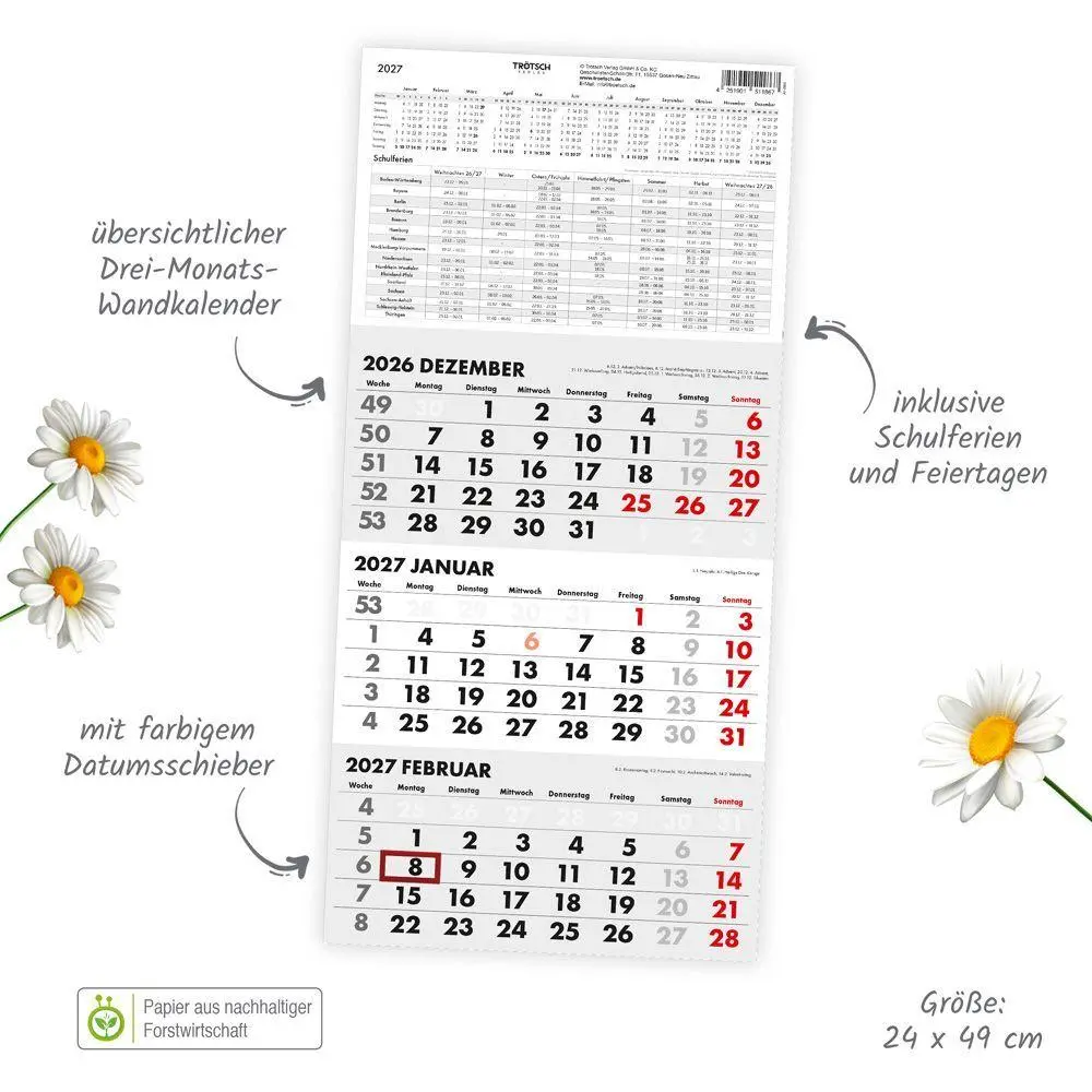 Bild: 4251901511867 | TRÖTSCH - Dreimonatskalender Drei-Monatskalender 2027 | KG | Kalender