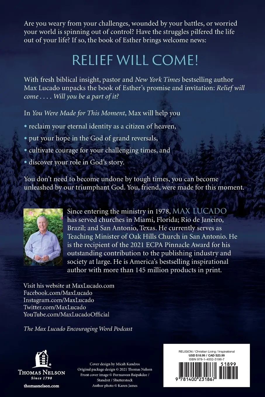 Rückseite: 9781400231867 | You Were Made for This Moment | Max Lucado | Taschenbuch | Englisch