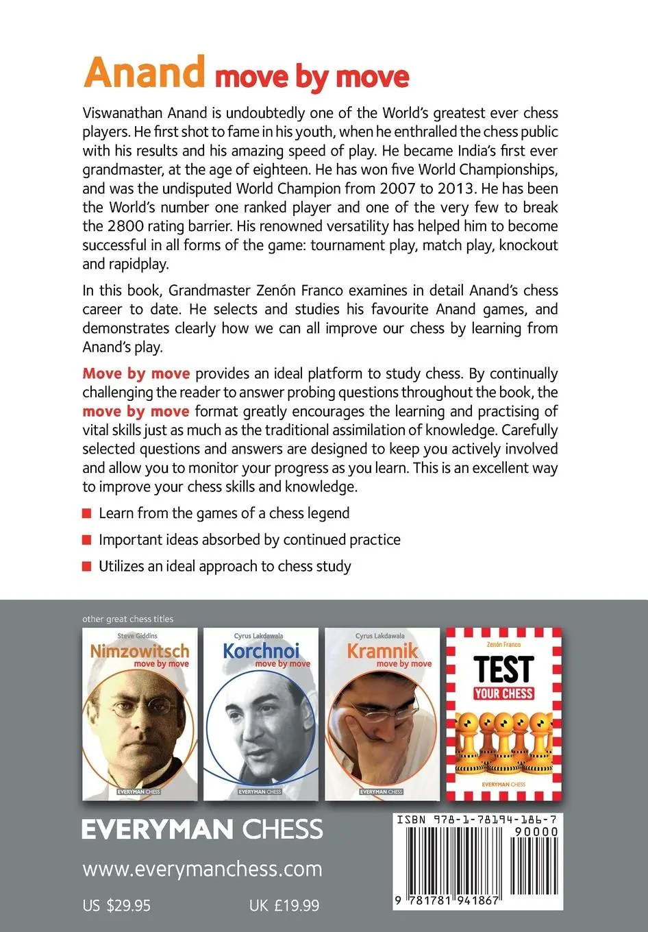 Rückseite: 9781781941867 | Anand | Move by Move | Zenon Franco | Taschenbuch | Englisch | 2014