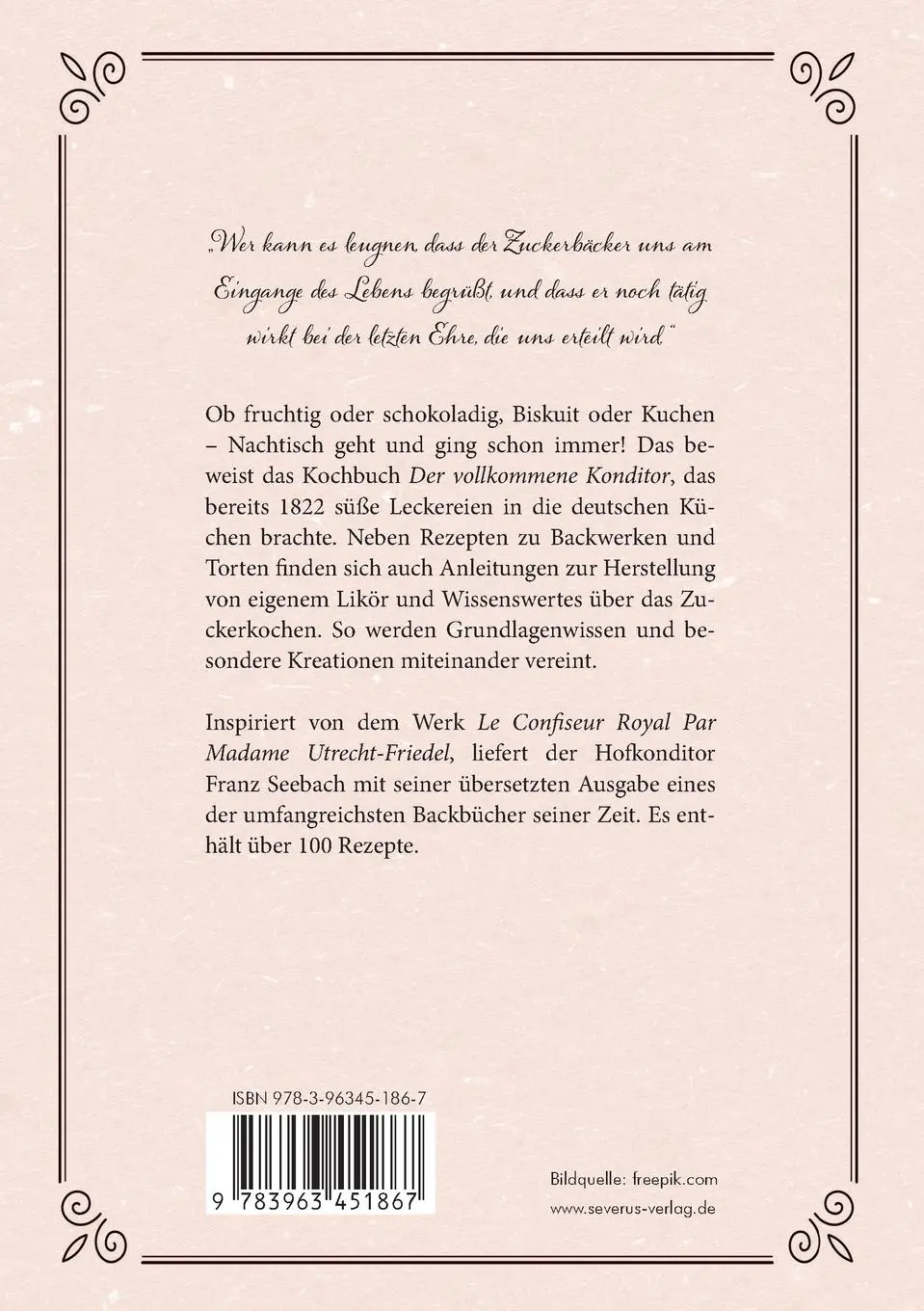 Rückseite: 9783963451867 | Der vollkommene Konditor | Franz Seebach | Taschenbuch | Paperback