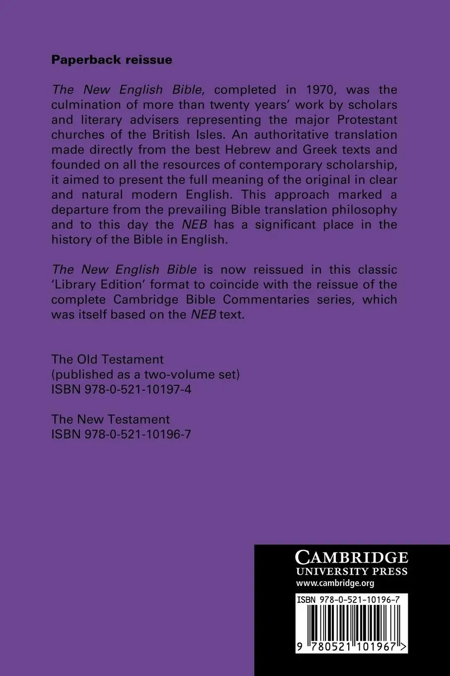 Rückseite: 9780521101967 | New Testament-NEB | Taschenbuch | Englisch | 2008 | EAN 9780521101967