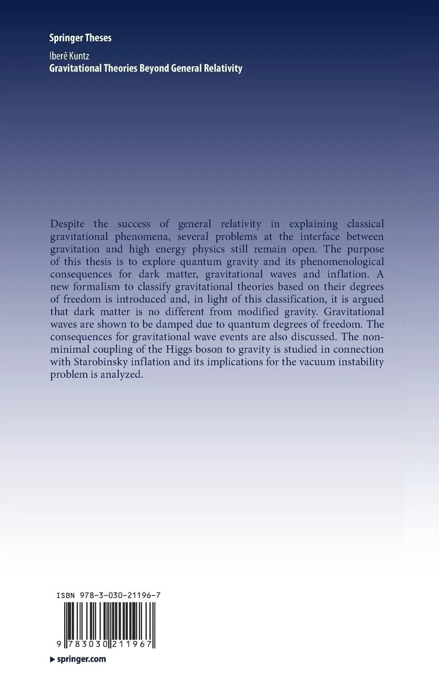 Rückseite: 9783030211967 | Gravitational Theories Beyond General Relativity | Iberê Kuntz | Buch