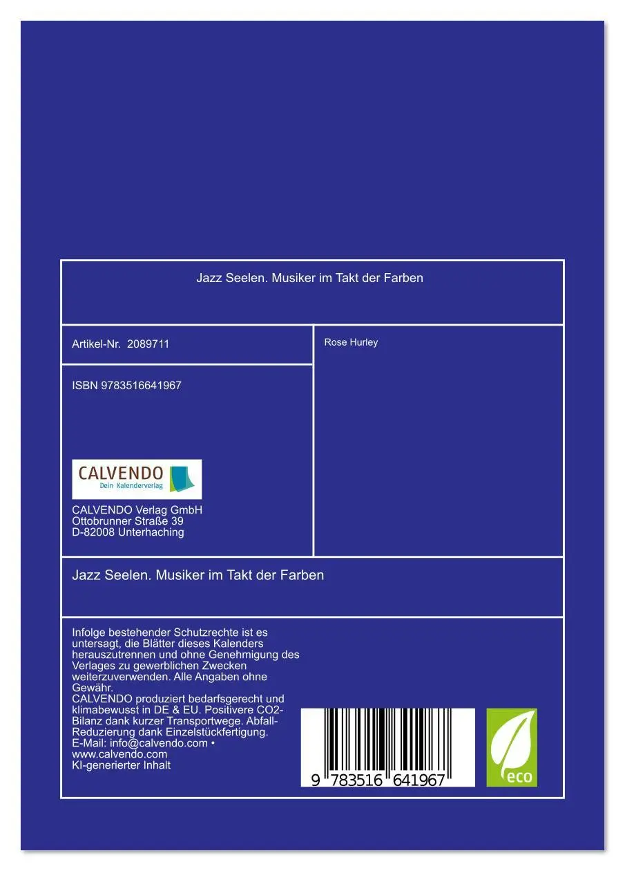 Bild: 9783516641967 | Jazz Seelen. Musiker im Takt der Farben (Tischkalender 2026 DIN A5...