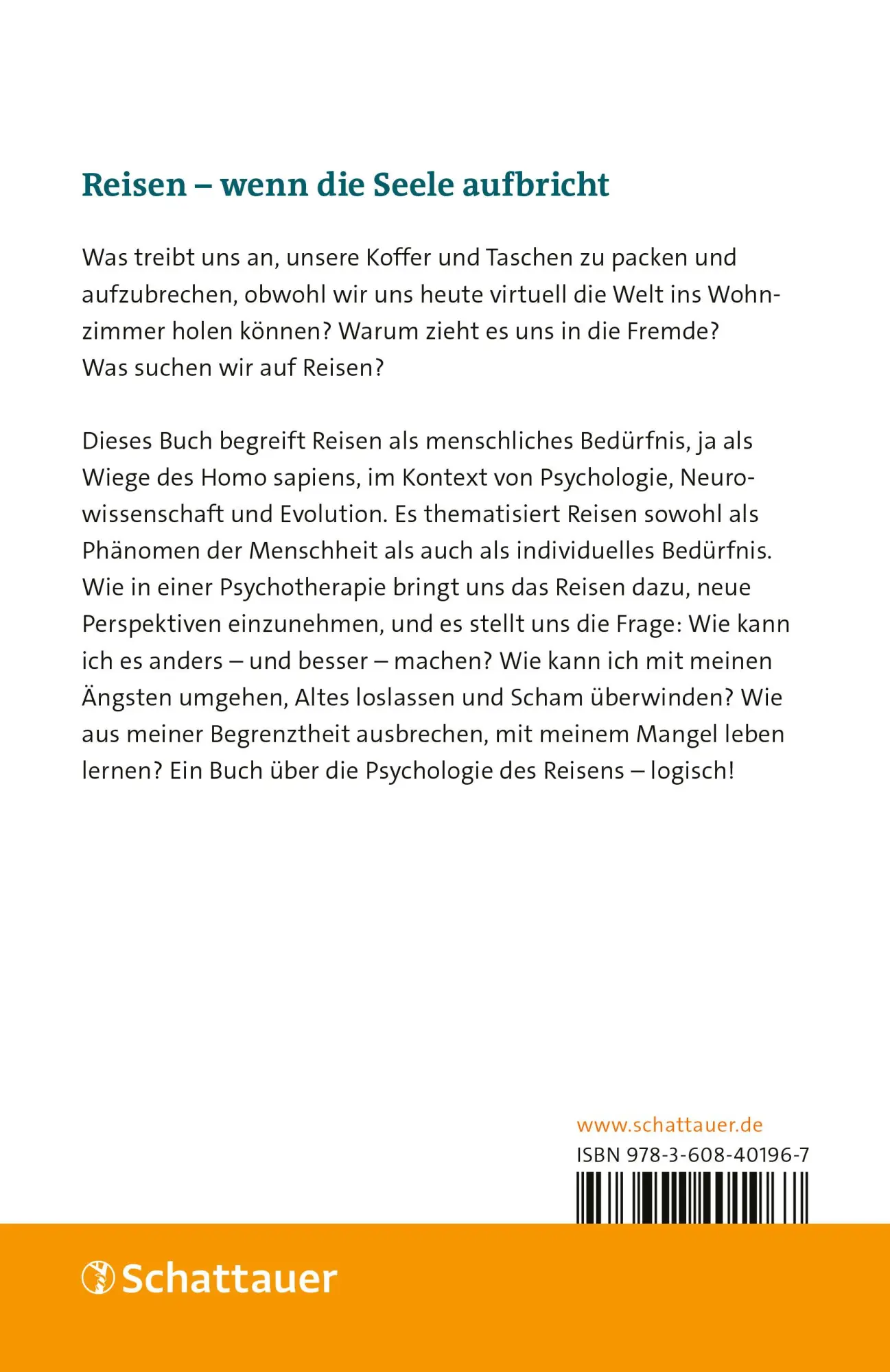 Rückseite: 9783608401967 | Fernweh | Die Psychologik des Reisens | Daniela Pörtl | Taschenbuch
