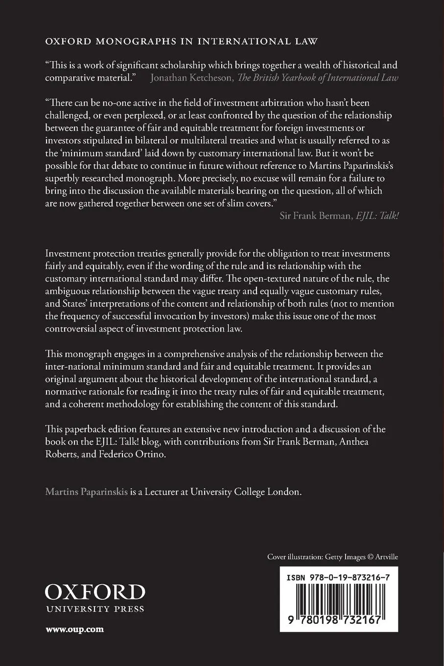 Rückseite: 9780198732167 | The International Minimum Standard and Fair and Equitable Treatment