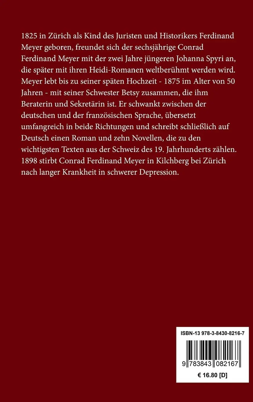 Rückseite: 9783843082167 | Huttens letzte Tage | Eine Dichtung | Conrad Ferdinand Meyer | Buch