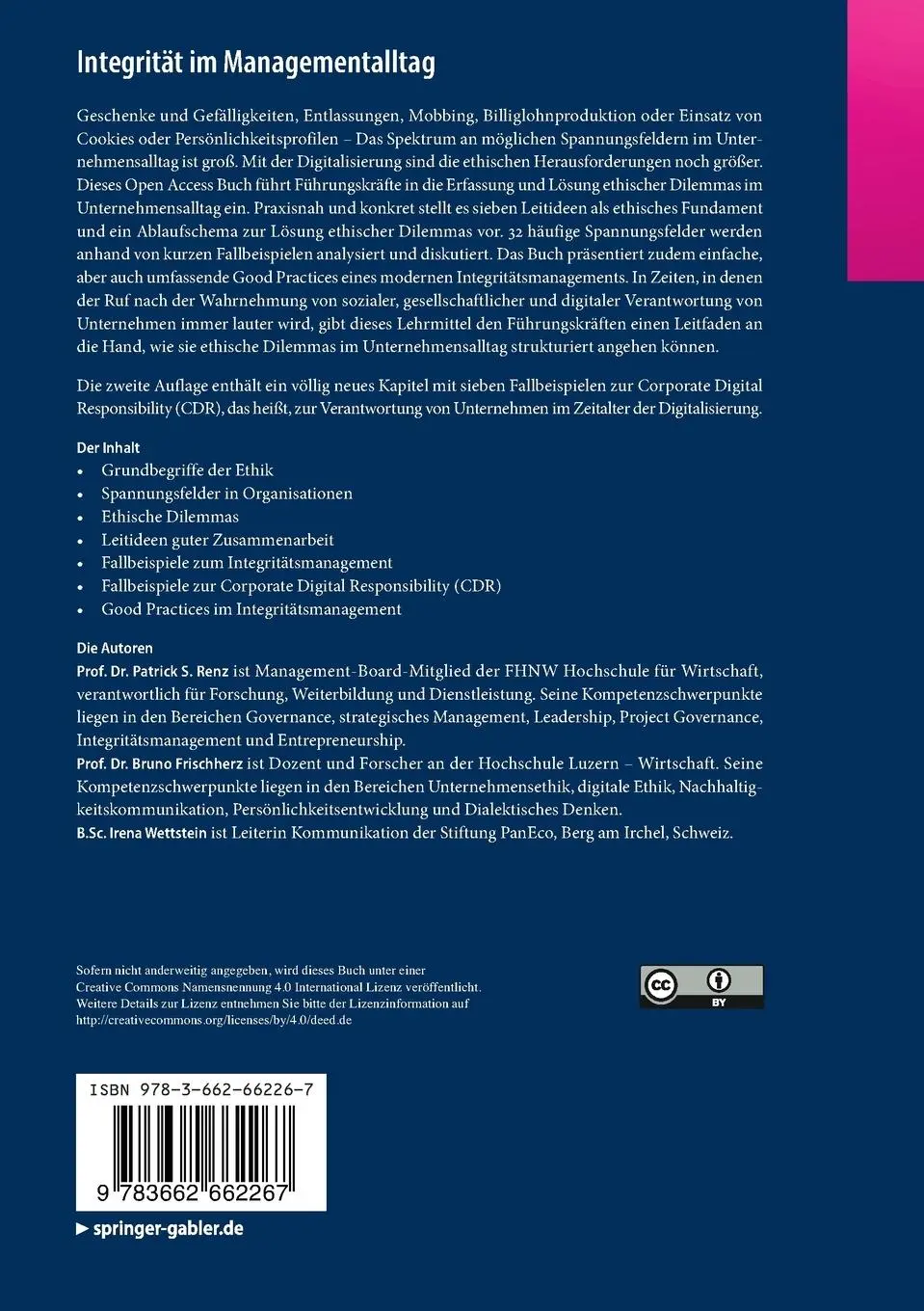 Rückseite: 9783662662267 | Integrität im Managementalltag | Patrick S. Renz (u. a.) | Taschenbuch