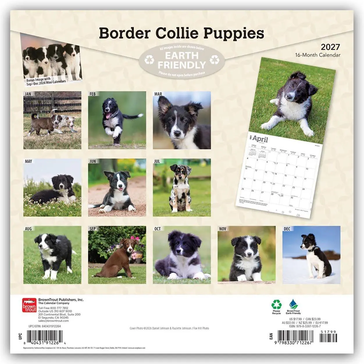 Rückseite: 9798330712267 | Border Collie Puppies - Border Collie Welpen 2027 - 16-Monatskalender