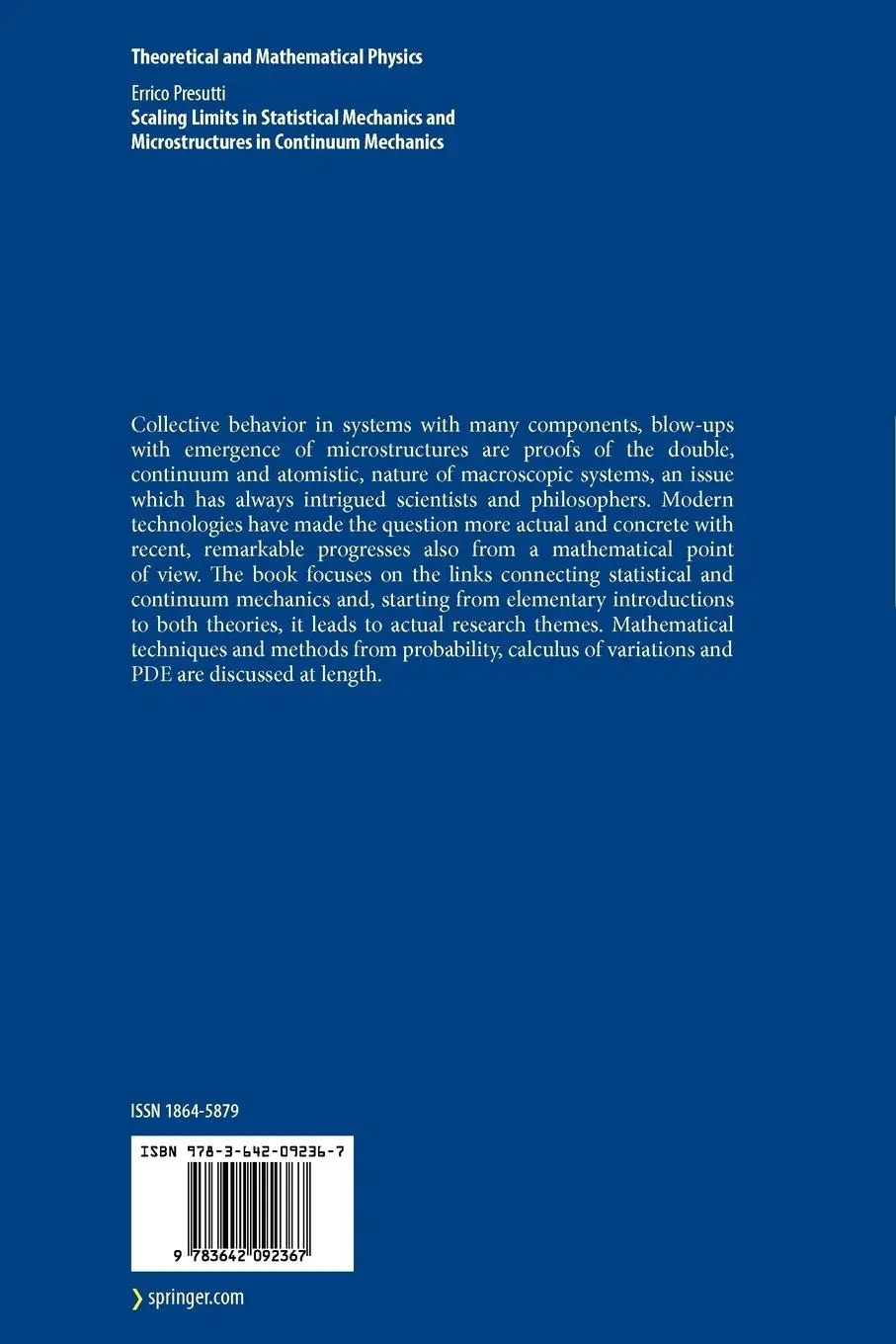 Rückseite: 9783642092367 | Scaling Limits in Statistical Mechanics and Microstructures in...