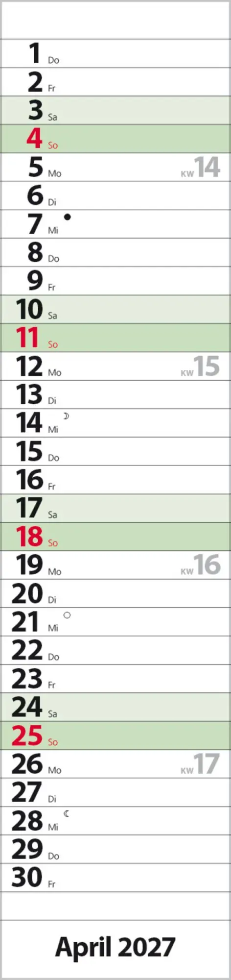 Bild: 9783819302367 | Streifenplaner Compact Dunkelgrün 2027 aus Recyclingpapier | Verlag