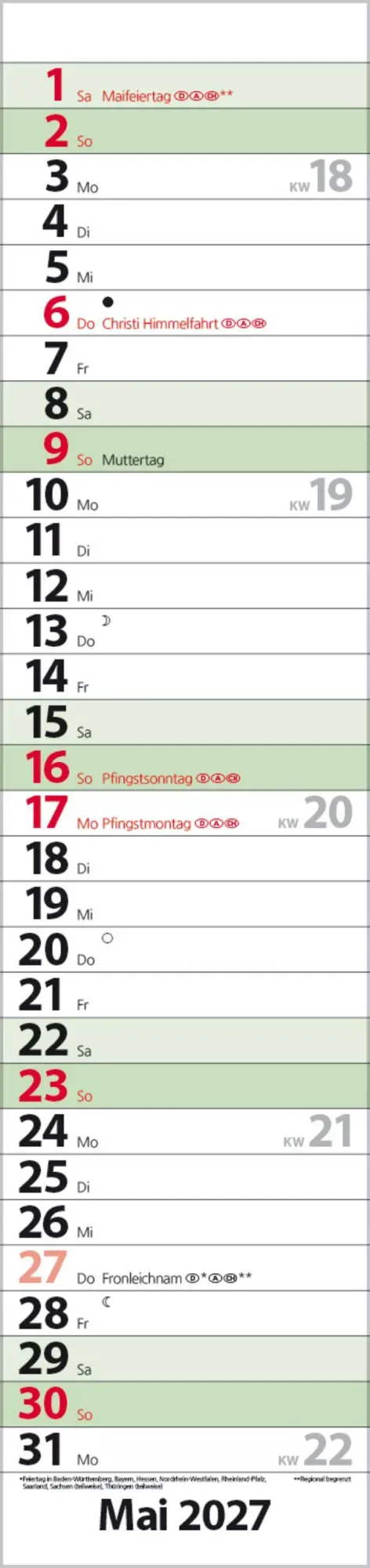 Bild: 9783819302367 | Streifenplaner Compact Dunkelgrün 2027 aus Recyclingpapier | Verlag