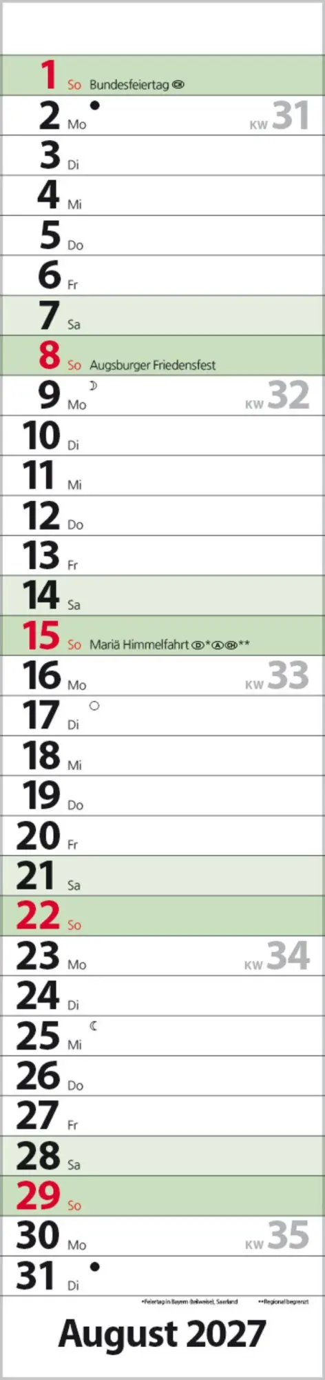 Bild: 9783819302367 | Streifenplaner Compact Dunkelgrün 2027 aus Recyclingpapier | Verlag