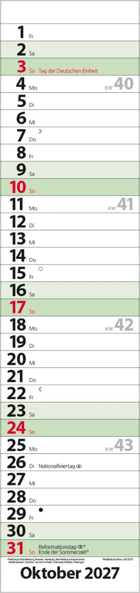 Bild: 9783819302367 | Streifenplaner Compact Dunkelgrün 2027 aus Recyclingpapier | Verlag