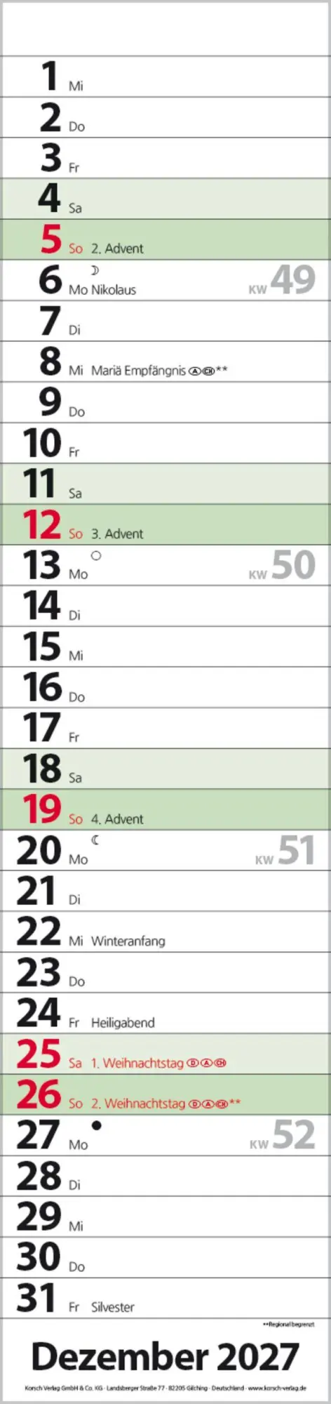 Bild: 9783819302367 | Streifenplaner Compact Dunkelgrün 2027 aus Recyclingpapier | Verlag