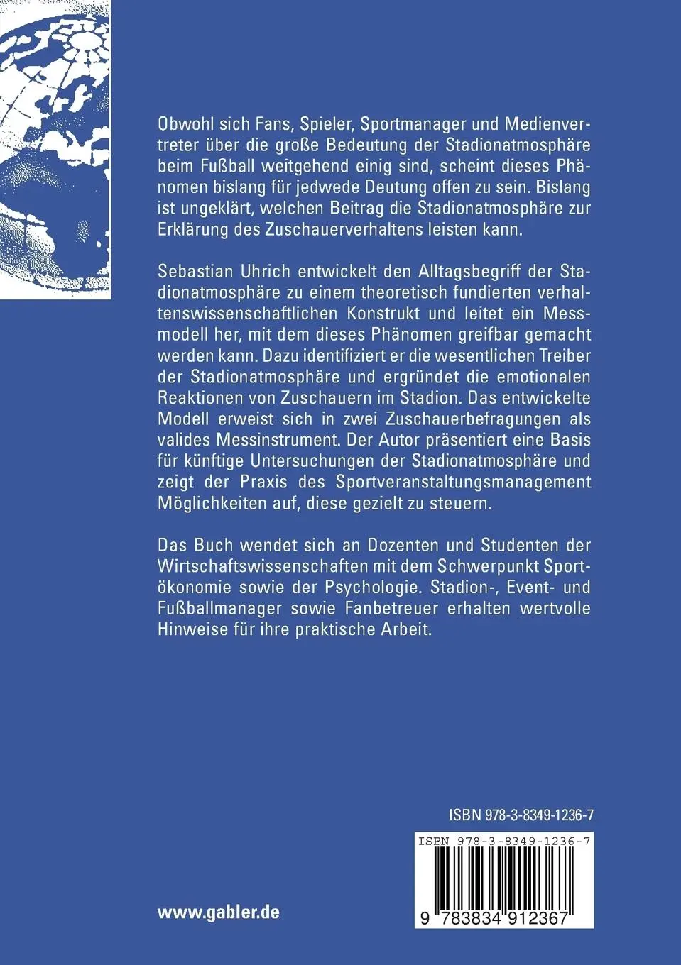 Rückseite: 9783834912367 | Stadionatmosphäre als verhaltenswissenschaftliches Konstrukt im...