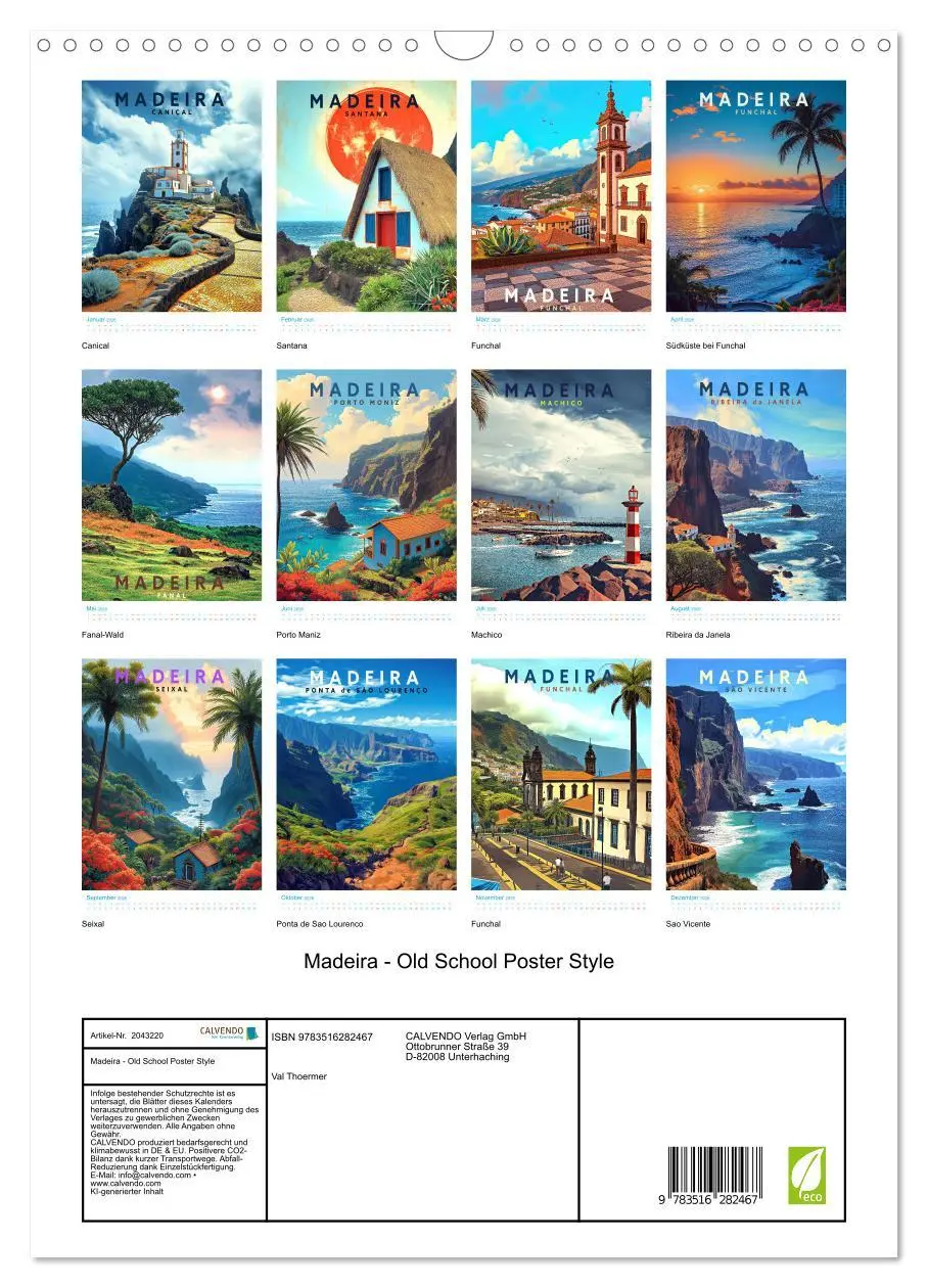 Bild: 9783516282467 | Madeira - Old School Poster Style (Wandkalender 2026 DIN A3 hoch),...