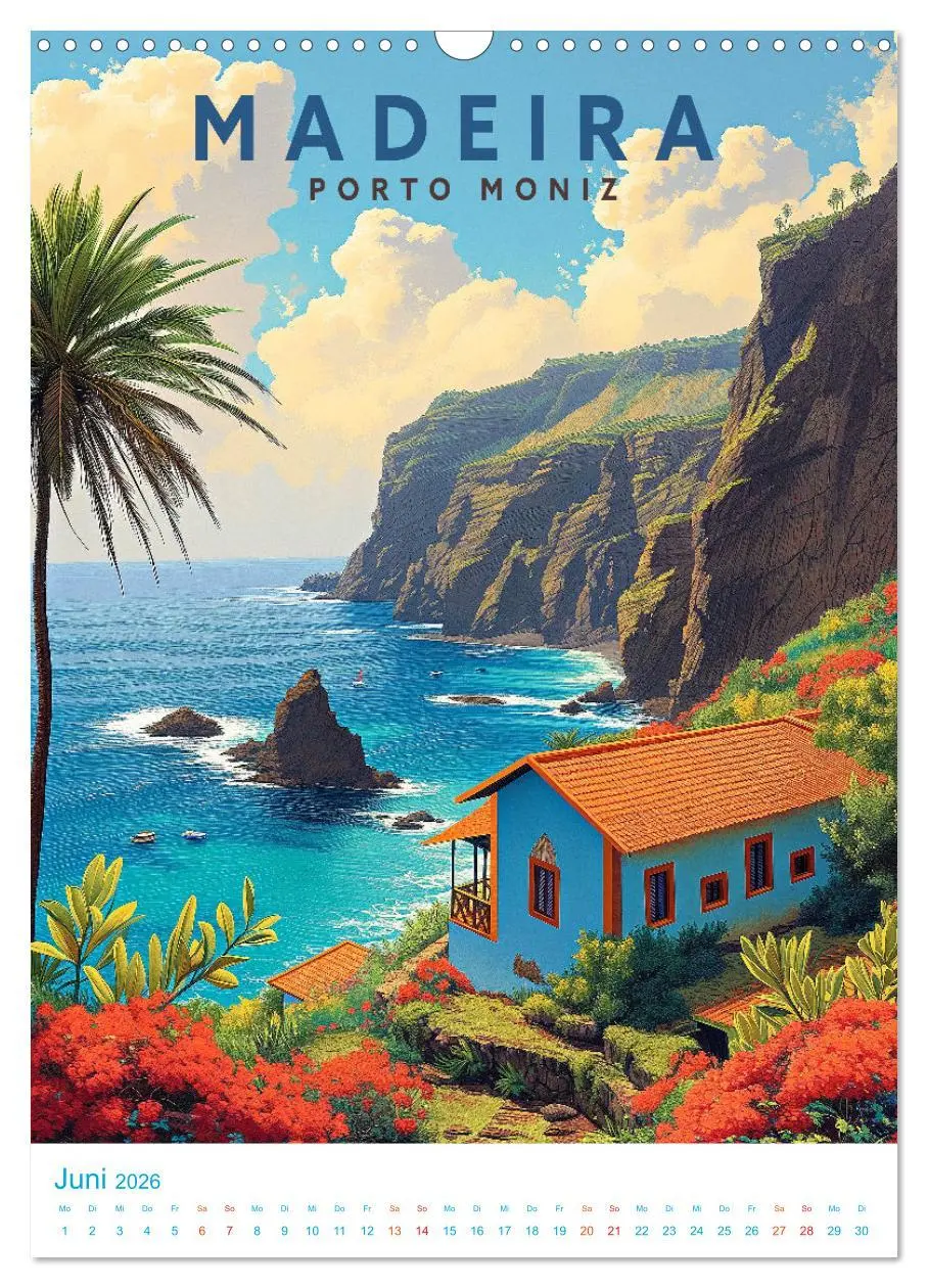 Bild: 9783516282467 | Madeira - Old School Poster Style (Wandkalender 2026 DIN A3 hoch),...