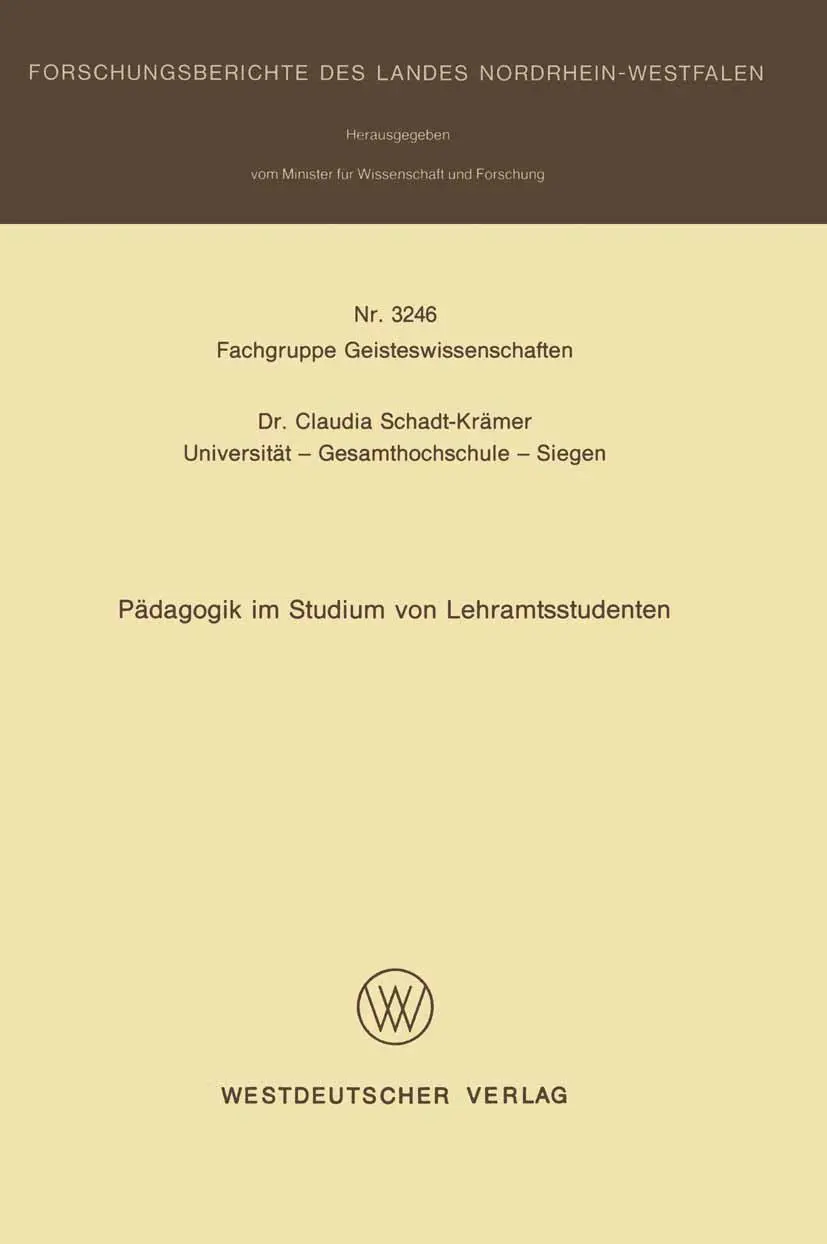 Cover: 9783531032467 | Pädagogik im Studium von Lehramtsstudenten | Claudia Schadt-Krämer