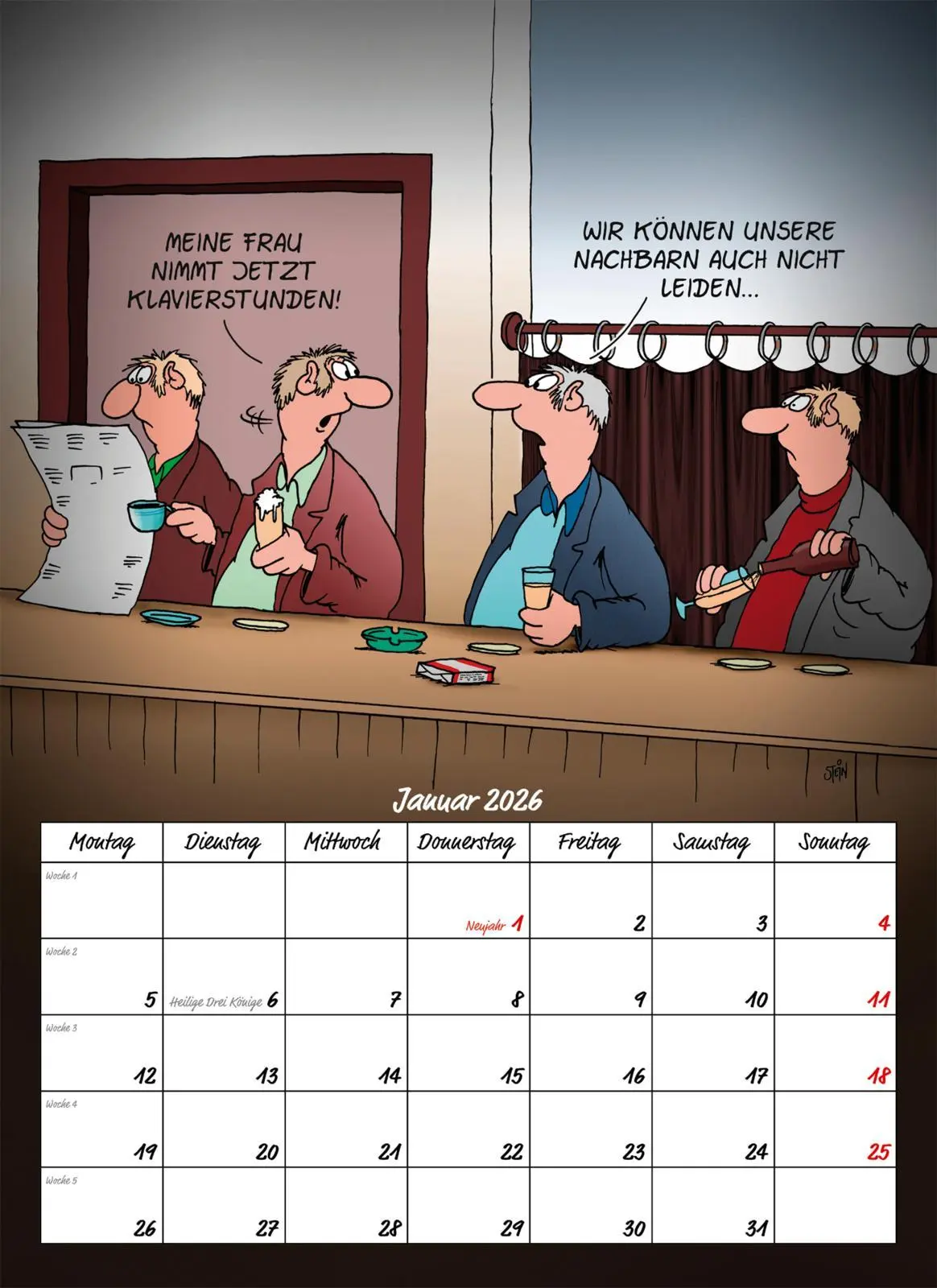 Bild: 9783830322467 | Uli Stein Männer Kalender 2026: Monatskalender für die Wand | Stein