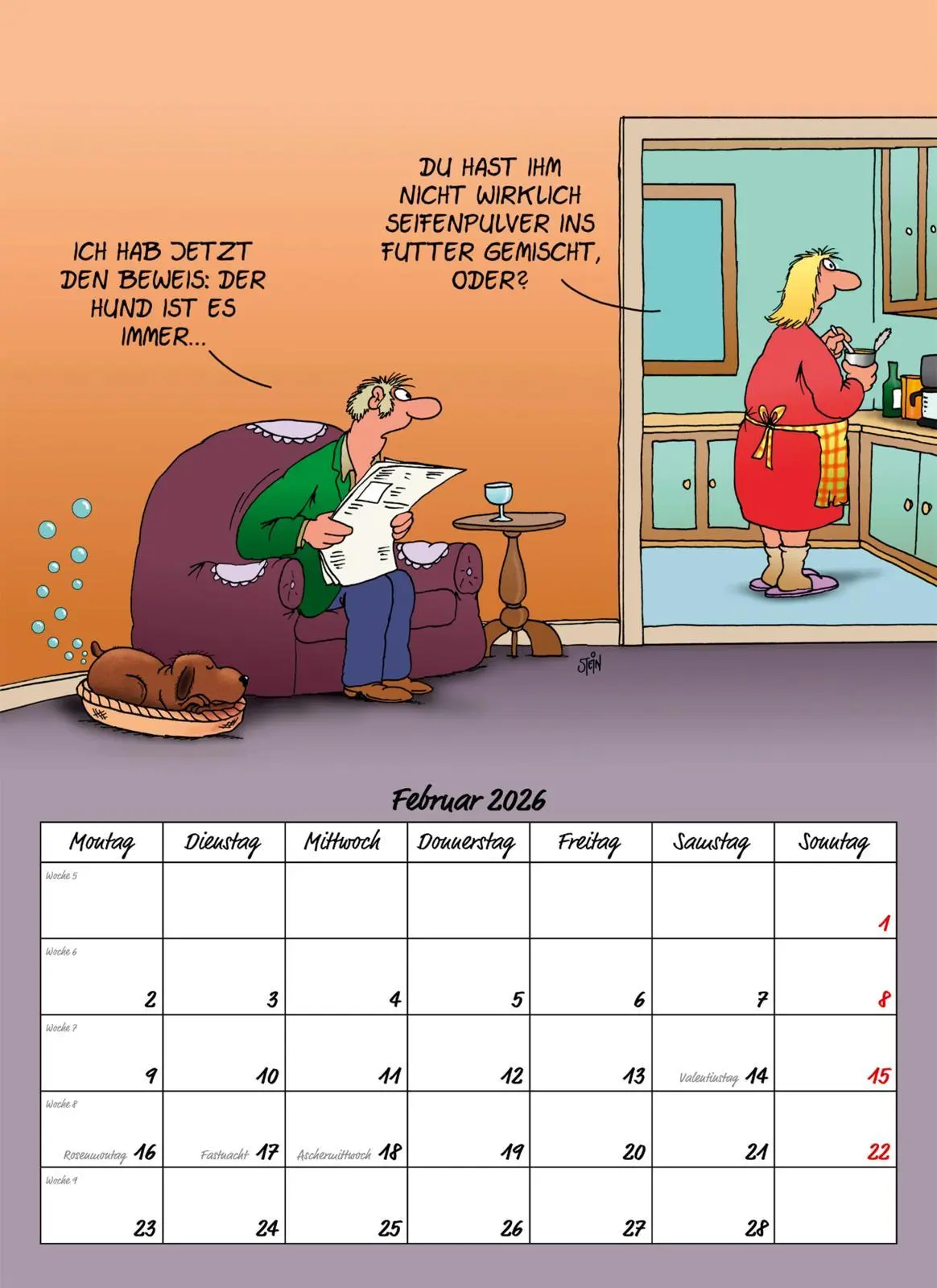 Bild: 9783830322467 | Uli Stein Männer Kalender 2026: Monatskalender für die Wand | Stein