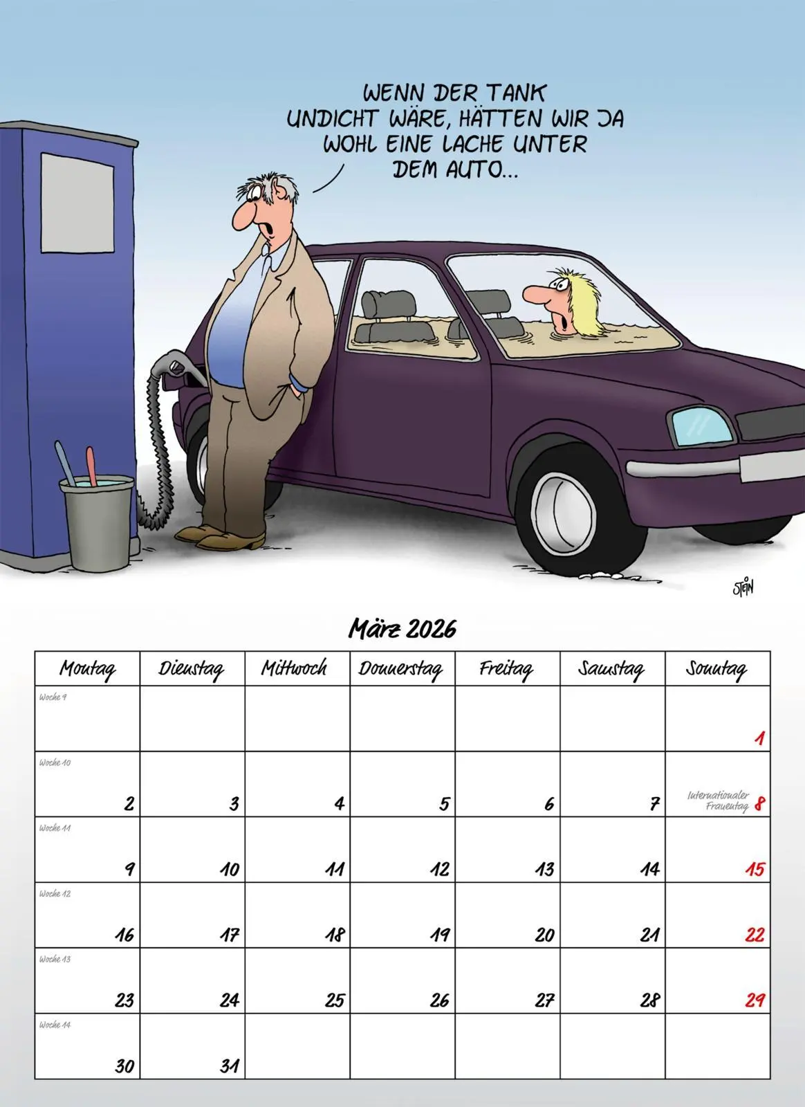 Bild: 9783830322467 | Uli Stein Männer Kalender 2026: Monatskalender für die Wand | Stein