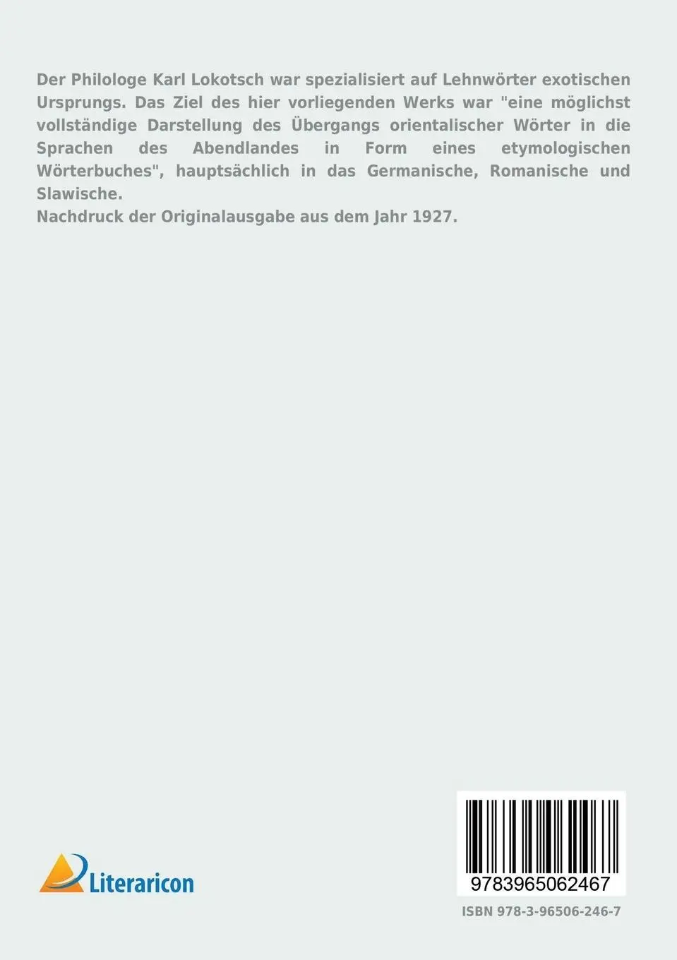 Rückseite: 9783965062467 | Etymologisches Wörterbuch der europäischen Wörter orientalischen...