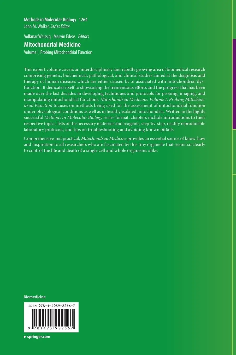 Rückseite: 9781493922567 | Mitochondrial Medicine | Volume I, Probing Mitochondrial Function