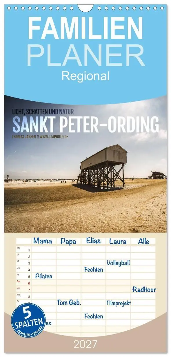 Cover: 9783594322567 | Familienplaner 2027 - Sankt Peter-Ording. Licht, Schatten und Natur...