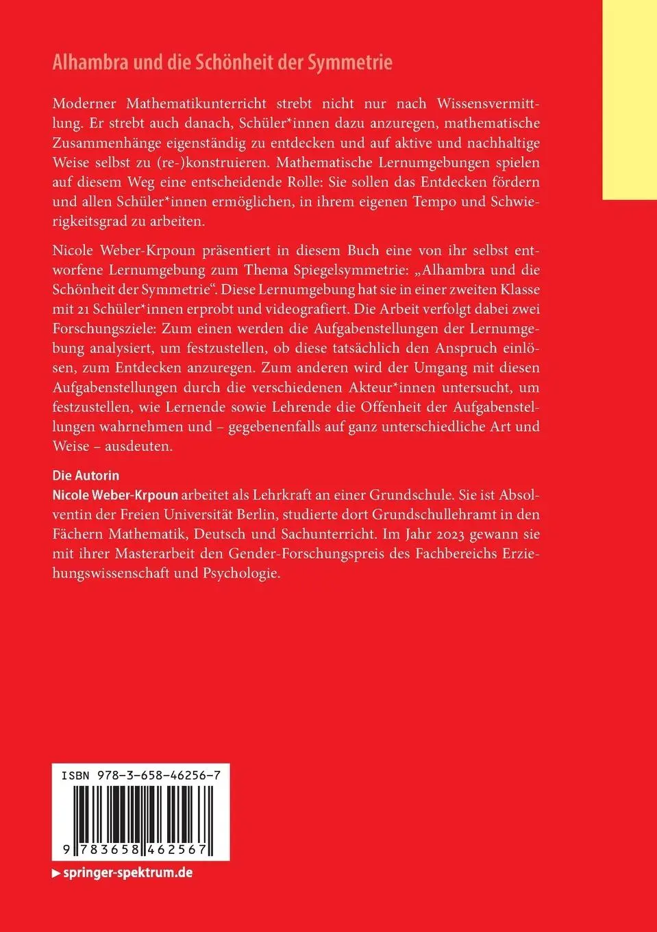 Rückseite: 9783658462567 | Alhambra und die Schönheit der Symmetrie | Nicole Weber-Krpoun | Buch