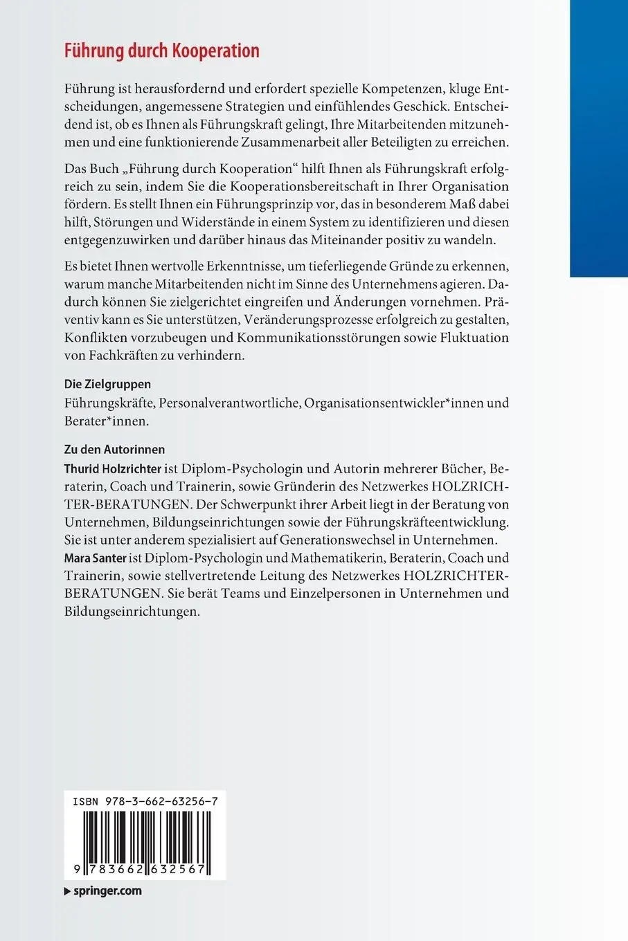 Rückseite: 9783662632567 | Führung durch Kooperation | Mara Santer (u. a.) | Taschenbuch | xii