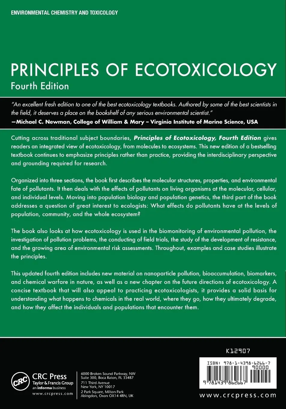 Rückseite: 9781439862667 | Principles of Ecotoxicology | C. H. Walker (u. a.) | Taschenbuch