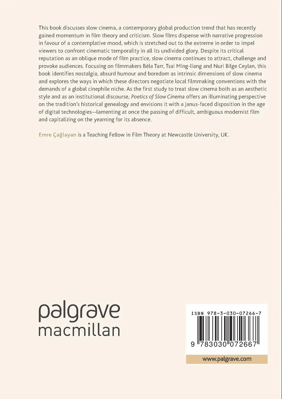 Rückseite: 9783030072667 | Poetics of Slow Cinema | Nostalgia, Absurdism, Boredom | Emre Ça¿layan