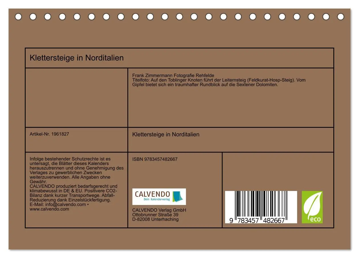Bild: 9783457482667 | Klettersteige in Norditalien (Tischkalender 2026 DIN A5 quer),...
