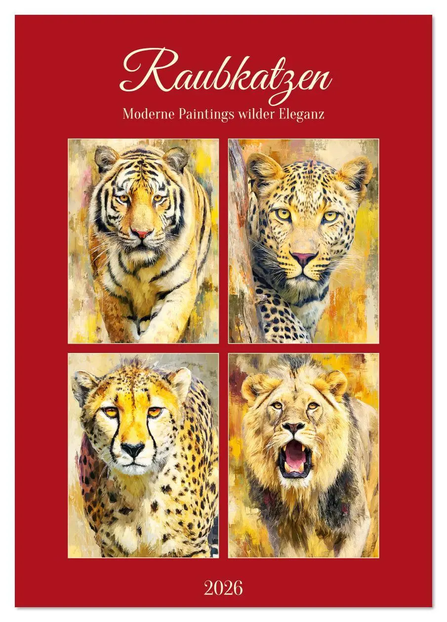 Cover: 9783516642667 | Raubkatzen. Moderne Paintings wilder Eleganz (Tischkalender 2026...