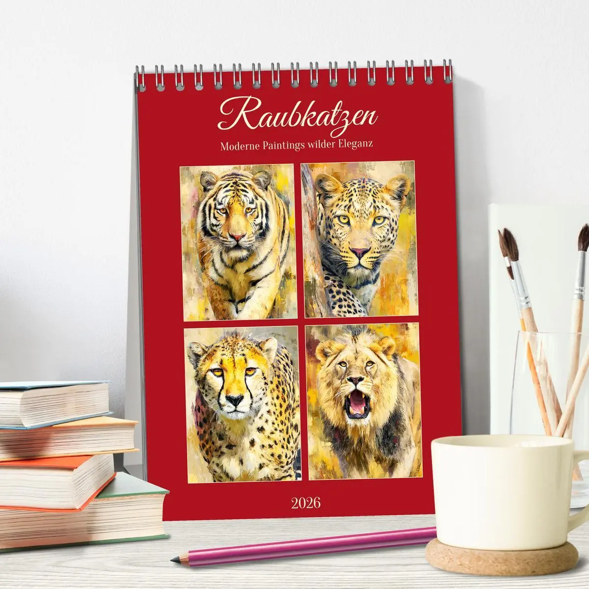 Bild: 9783516642667 | Raubkatzen. Moderne Paintings wilder Eleganz (Tischkalender 2026...