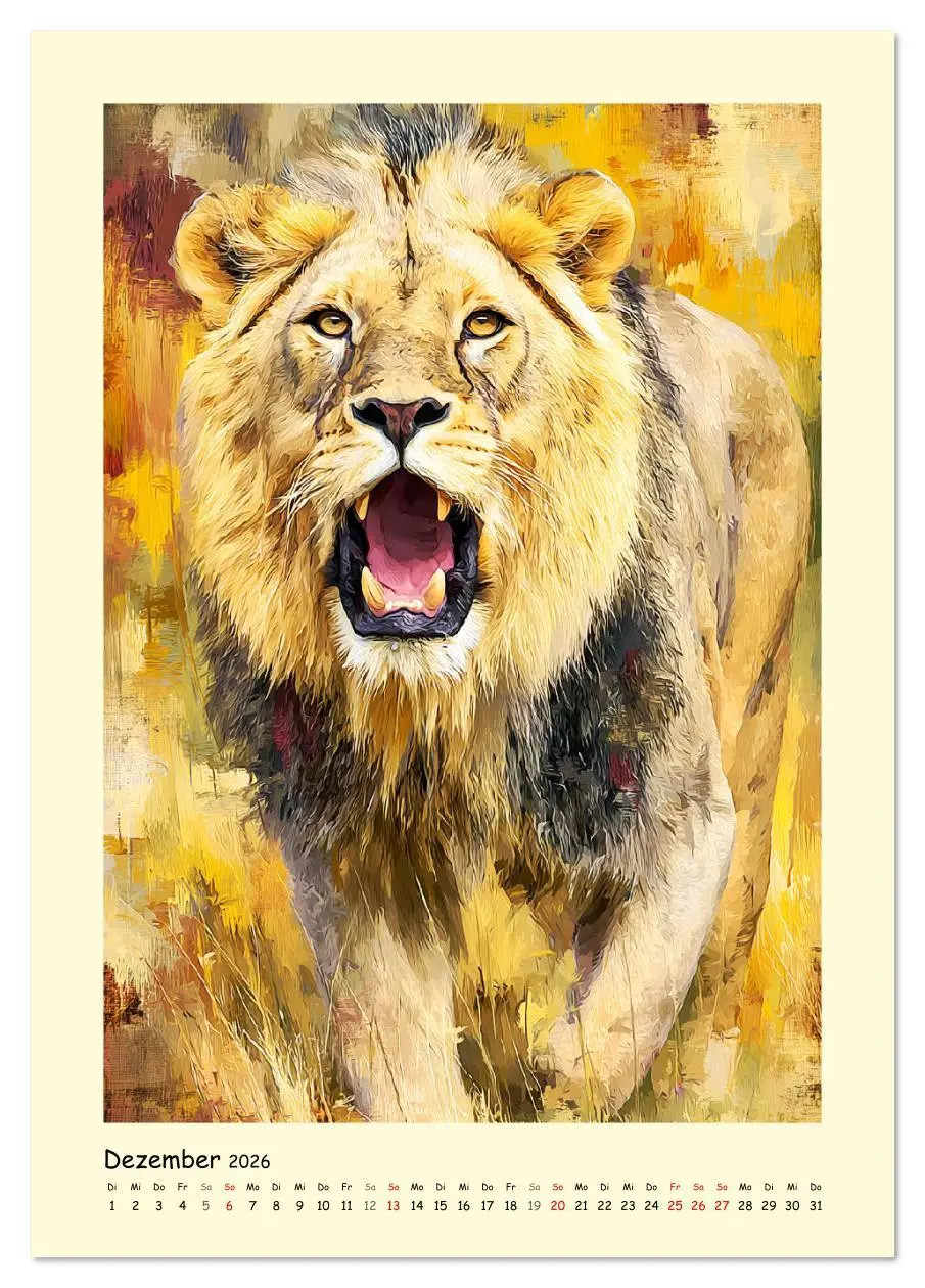 Bild: 9783516642667 | Raubkatzen. Moderne Paintings wilder Eleganz (Tischkalender 2026...