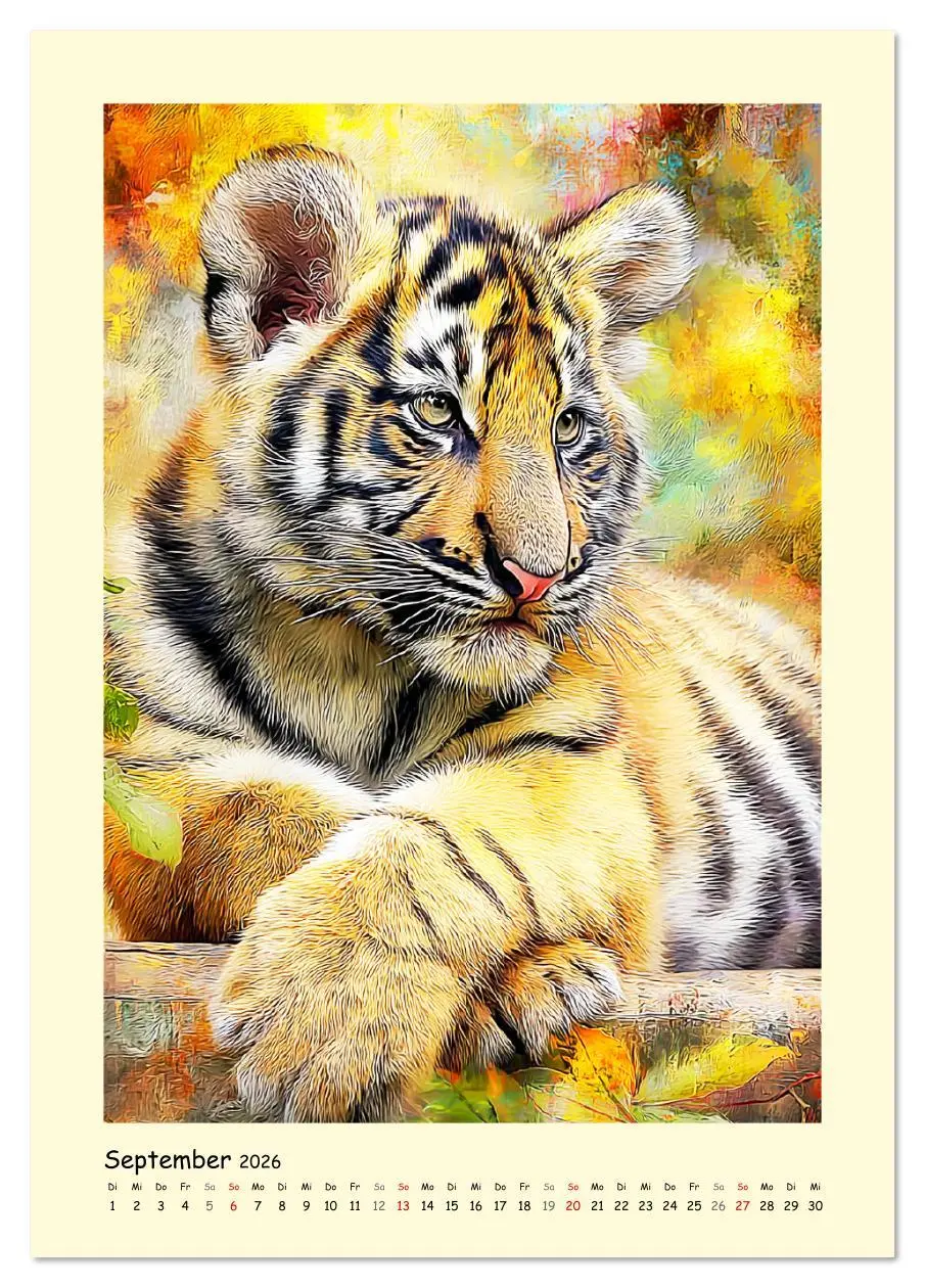 Bild: 9783516642667 | Raubkatzen. Moderne Paintings wilder Eleganz (Tischkalender 2026...
